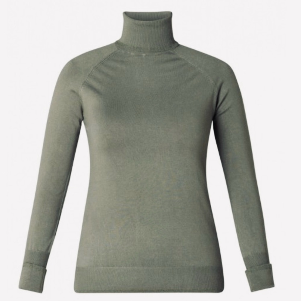 NWT Yest Greyed ArmyTurtleneck with subtle sparkle at neck, wrist, and hem